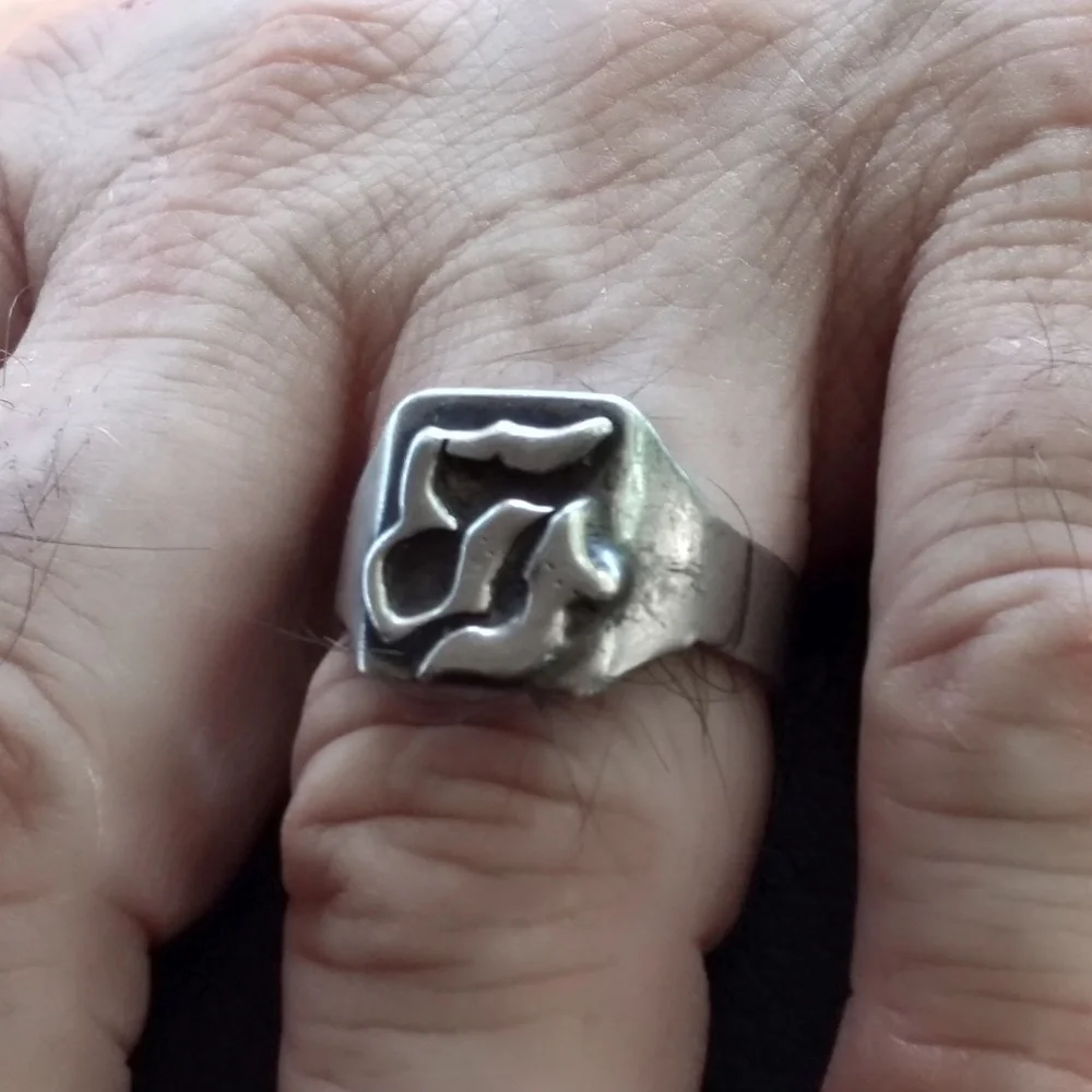 Antique Sterling Silver Unisex Ring w/Unknown Symbol- Size 11